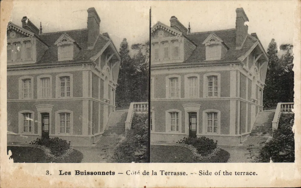 Les Buissonnets — Côté de la Terrasse — Éditeur : M. S. (imprimé sur la carte) - Awers