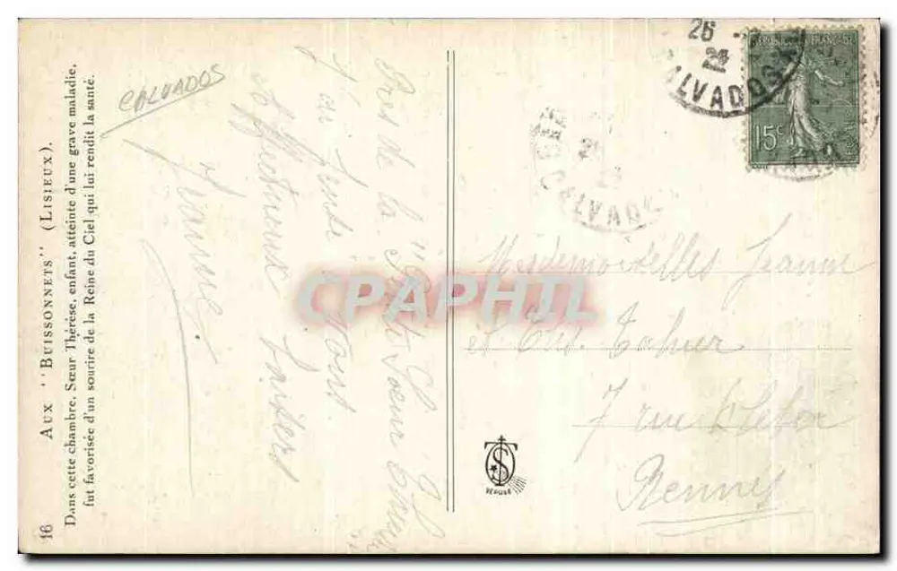 Quarto da Irmã Thérèse em Lisieux — editor Heust, n°16 - Verso