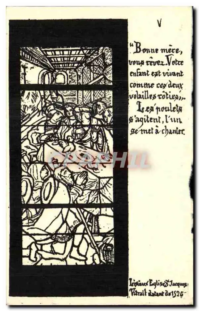 Szenen aus dem Leben — Illustration zur Legende der Kirche Saint-Jacques — Verlag Ligueux Église & Jacques, Nr. V - Vorderseite