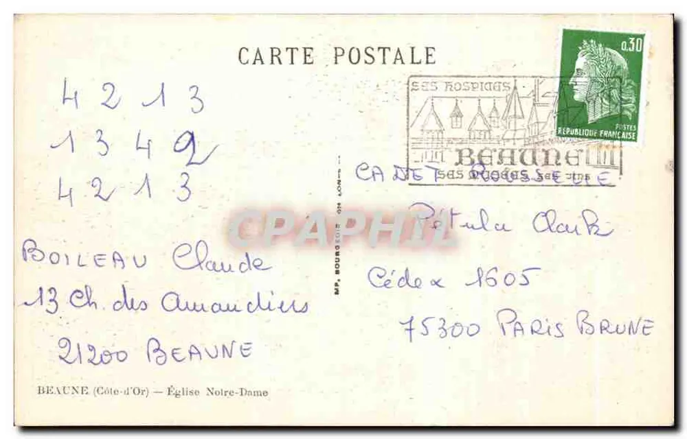 Beaune — Igreja de Nossa Senhora — editor MP, Borgonha - Verso