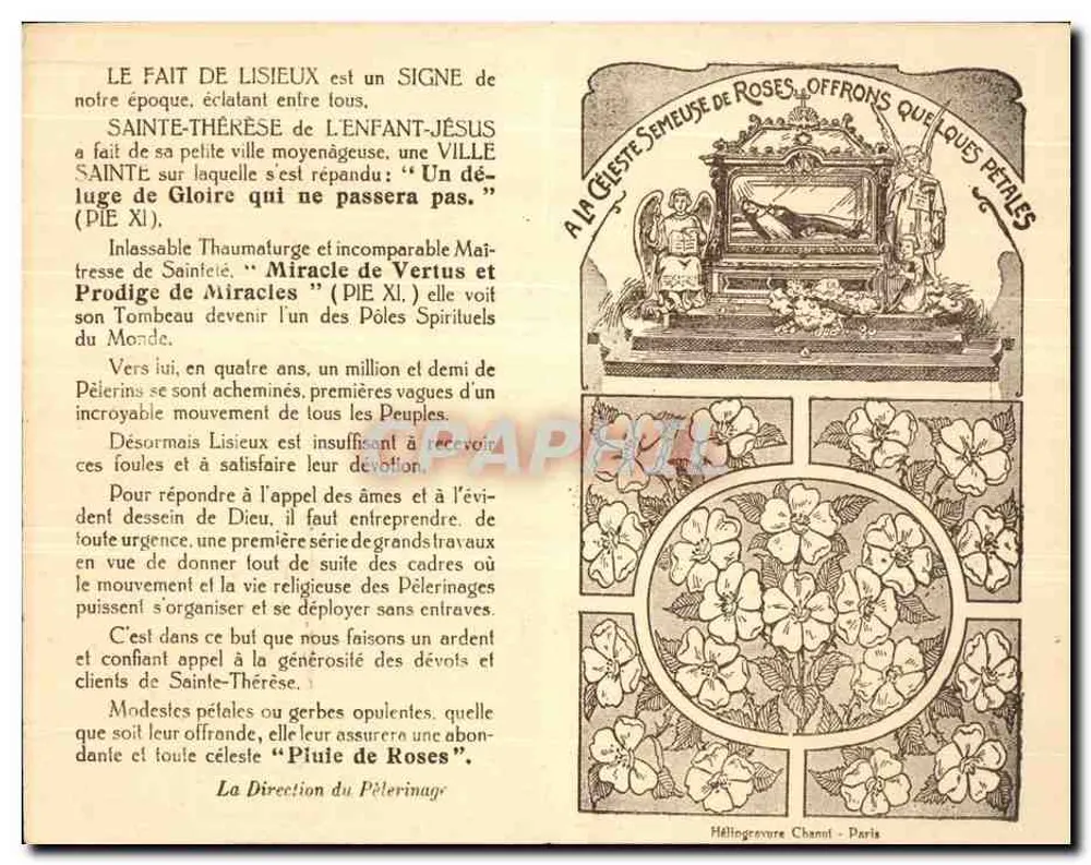 Santa Teresinha da Criança-Jesus em Lisieux — Subscrição para a construção da basílica — Direção do Pelerinagem, Paris - Verso