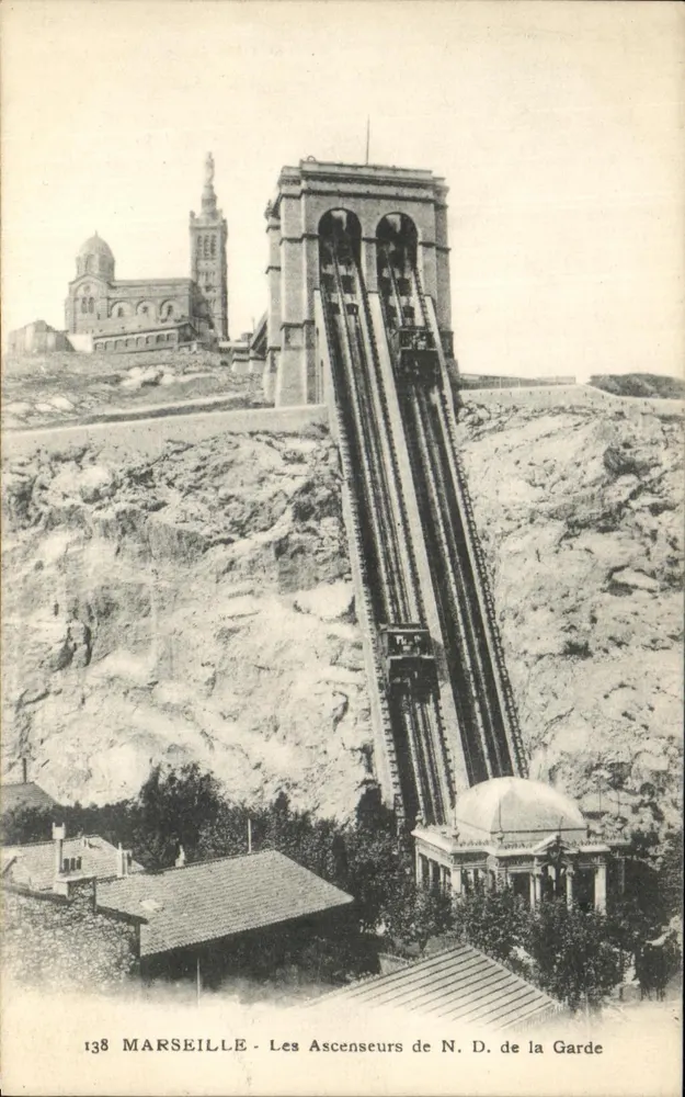 Marseille - Os Ascensores de N.D. de la Garde — Phototype Marseilleise, R.L. n°138 - Frente