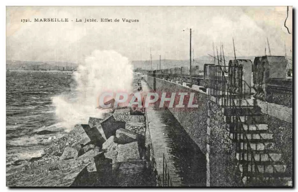Marselha - A doca. Efeito de ondas — editor Phototypie Marseille, n° 1721 - Frente