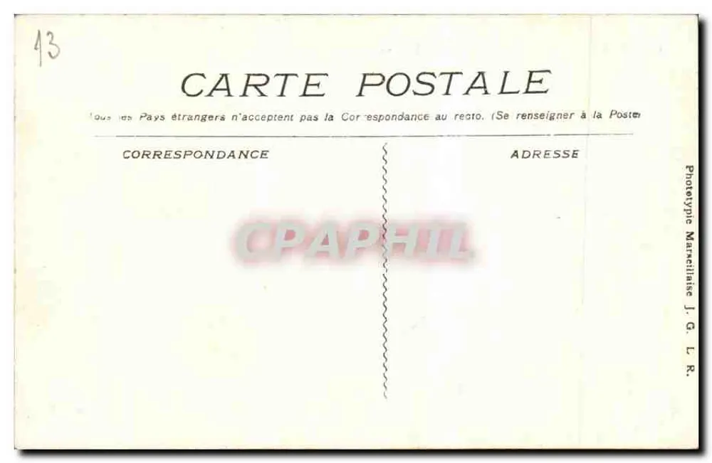 Marselha - A doca. Efeito de ondas — editor Phototypie Marseille, n° 1721 - Verso