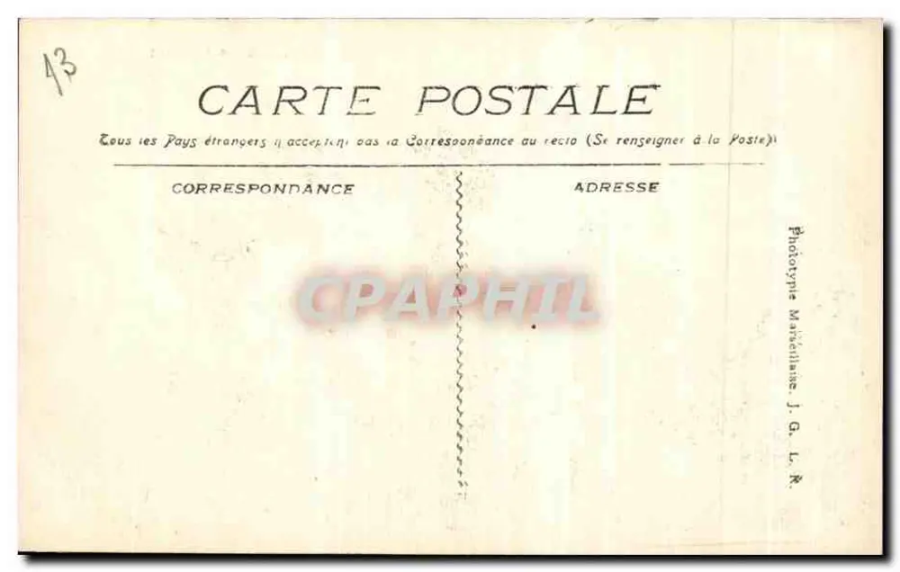 Marseille - Através dos Pinheiros — vista panorâmica — Fototipia Marseilhã, J. G. L. R., n° 759 - Verso