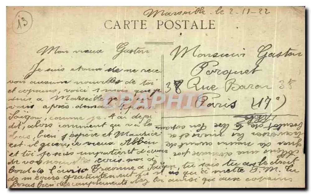 Marseille - Nossa Senhora da Guarda - E. L. - Verso