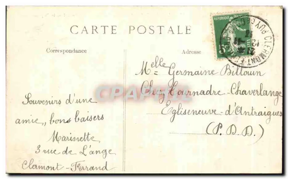 Clermont-Ferrand — Praça Blaise Pascal e o Puy-de-Dôme — L'Auvergne Pittoresque 97 - Verso