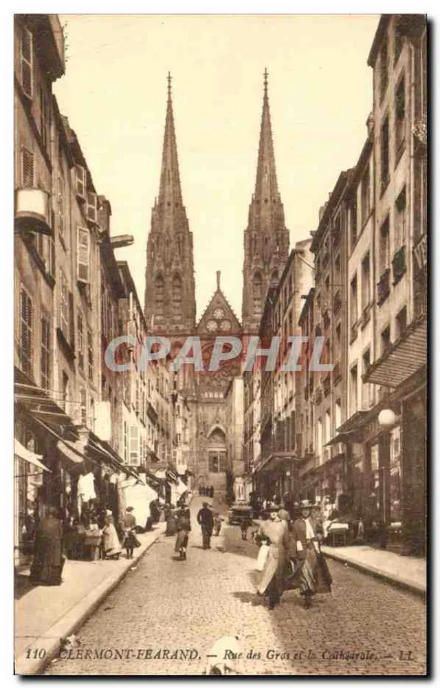 Clermont-Ferrand — Rue des Gras und die Kathedrale — Verlag LL n°110 - Vorderseite