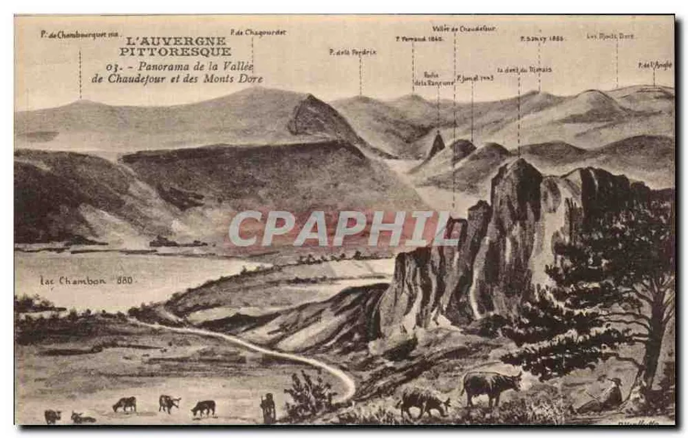 Pittorelle Auvergne — Panorama der Chaudefour-Tal und der Monts Dore — P. de Chambonquet - Vorderseite