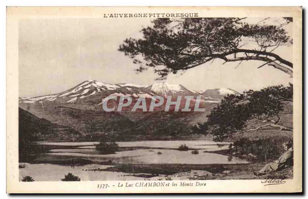 El Lago CHAMBON y los Montes Dore — La Auvergne pittoresca — Edición 'Idéal', Vichy - Anverso