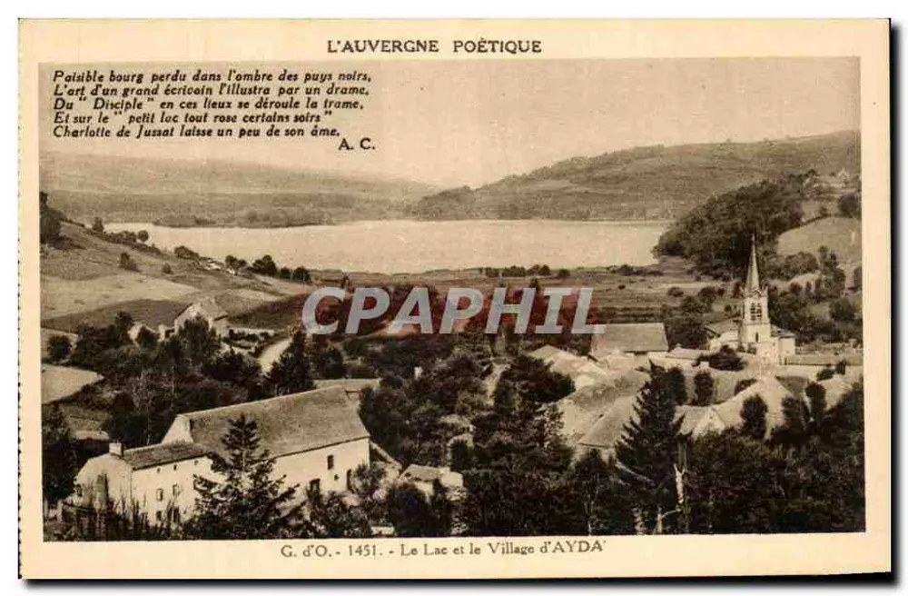 O Lago e a Vila de Ayda — A Auvergne Poética — G. d'O. - 1451 - Frente