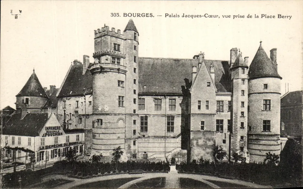 Bourges — Palast Jacques-Cœur, Ansicht von der Place Berry — Druckerei J. POURCEIER - Vorderseite