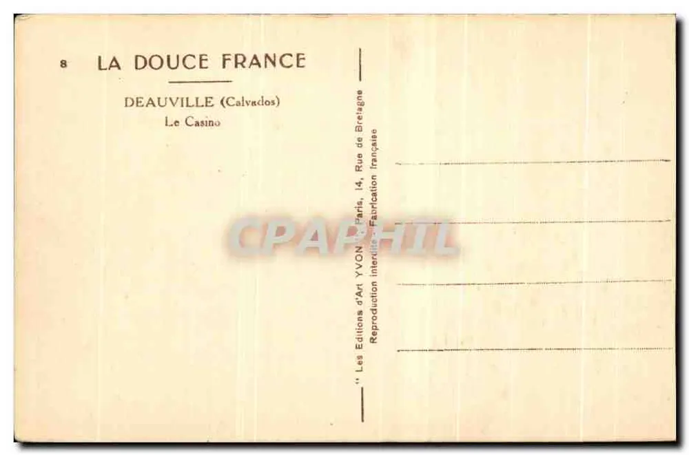 Deauville (Calvados) — Das Casino — YVON Art Editions, Paris - Rückseite