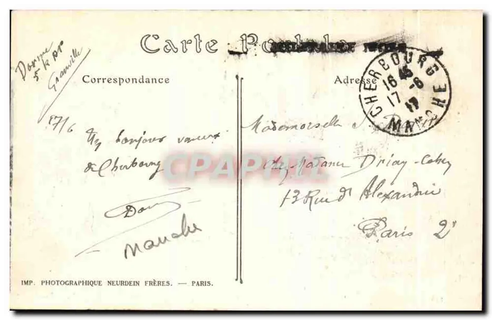 Cherbourg — Ansicht des Hafens und der Mole — ND. Phot. - Rückseite