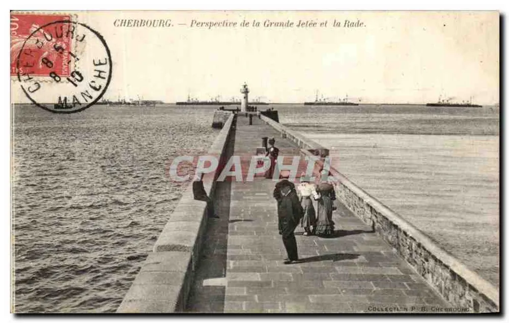 Cherbourg — Ansicht der Grande Jetée und des Hafens — Sammlung P. B. Cherbourg - Vorderseite