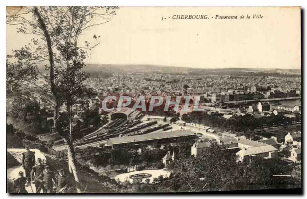 Cherbourg - Panorama de la Ciudad — editor no visible, n° de serie 5 - Anverso