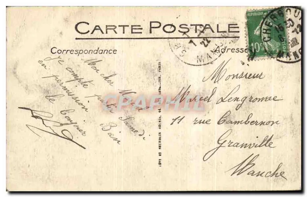 Cherbourg - Estátua de Napoleão I - LL - Verso