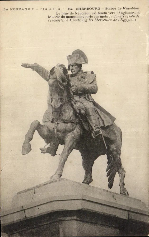 Cherbourg — Statue Napoleons — Antike Ansichtskarte n°54 - Vorderseite