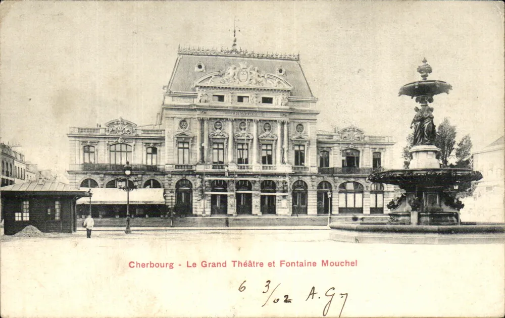 Cherbourg - Das Grand Théâtre und Fontaine Mouchel — Verlag A.G.7, Nr. 63/02 - Vorderseite
