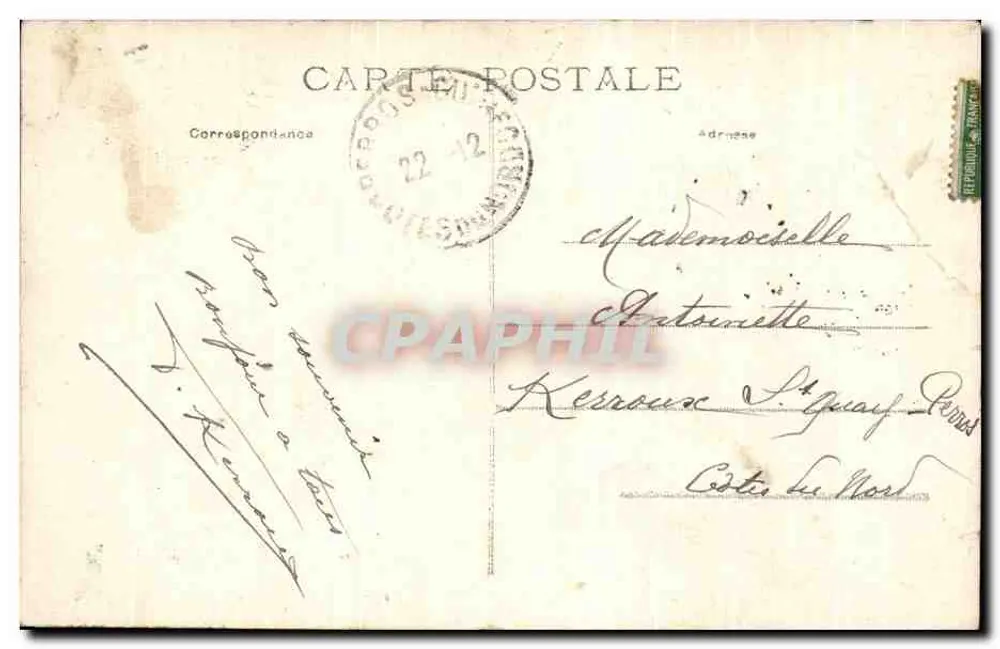 Cherbourg - A Fachada do Jardim do Casino — Edição L. Ratti, Novidades e Confecções, Cherbourg, n°114 - Verso