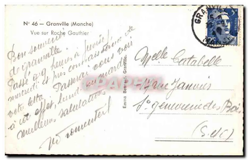 Granville — Vista sobre Roche Gauthier — Editora Emma, n° 46 - Verso