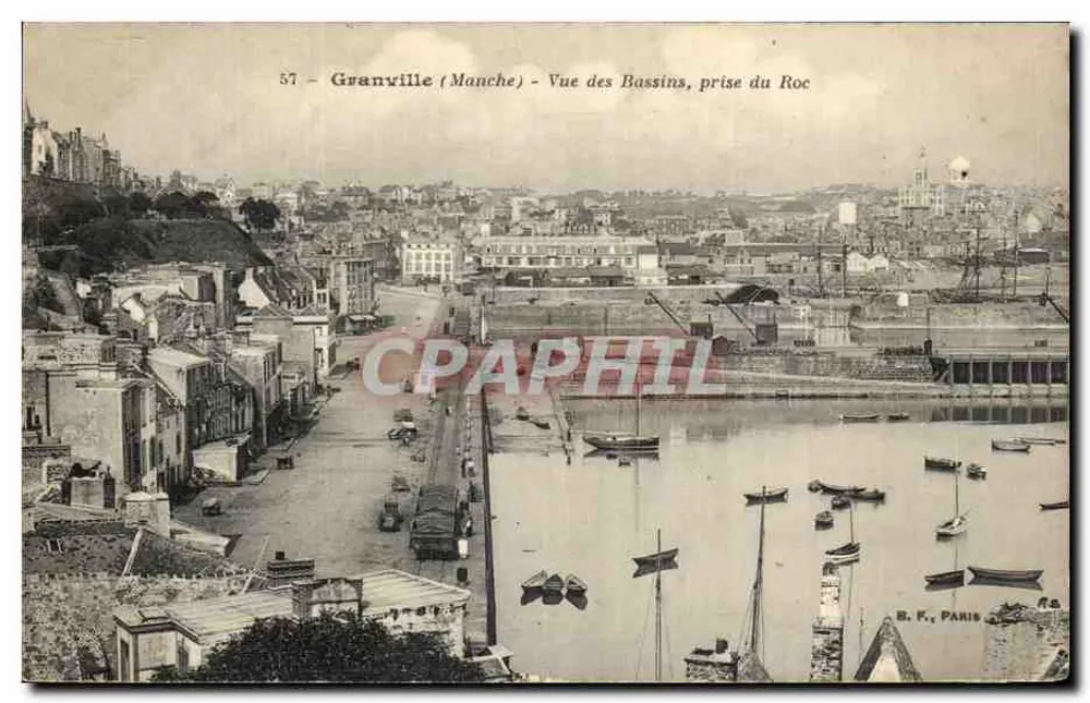 Granville (Manche) - Ansicht der Bassins, vom Roc — B. K., Paris, n° 57 - Vorderseite
