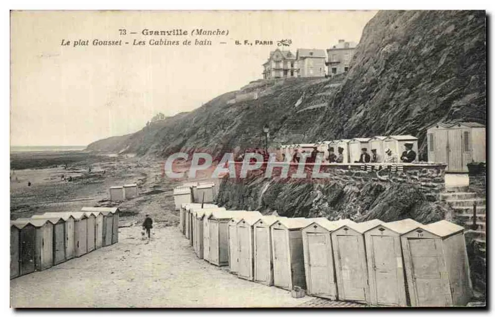 Granville (Manche) — Der Gousset-Strand — Die Badekabinen — B. F., PARIS - Vorderseite