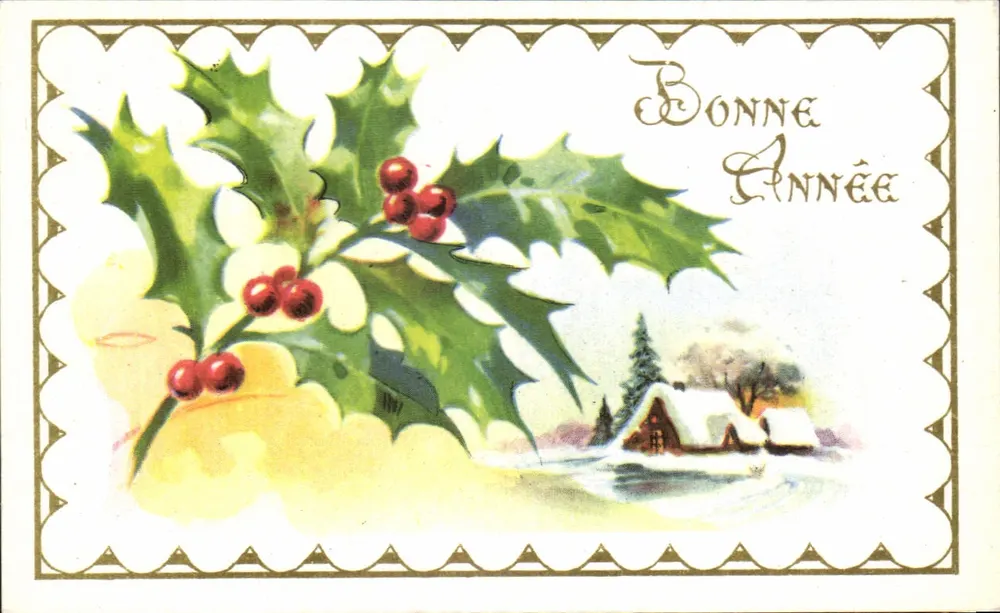 Efeu und Winterlandschaft — Frohe Neujahr — Verlag Valentin, Nr. 131 - Vorderseite