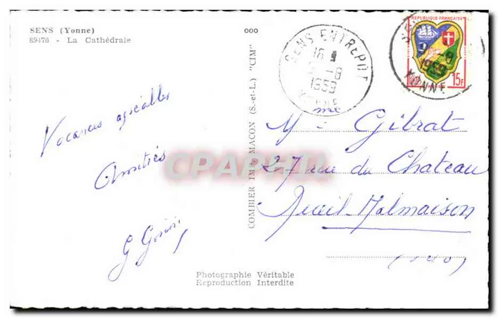 Sens (Yonne) — A Catedral — Combiér (S.-et-L.) - Verso