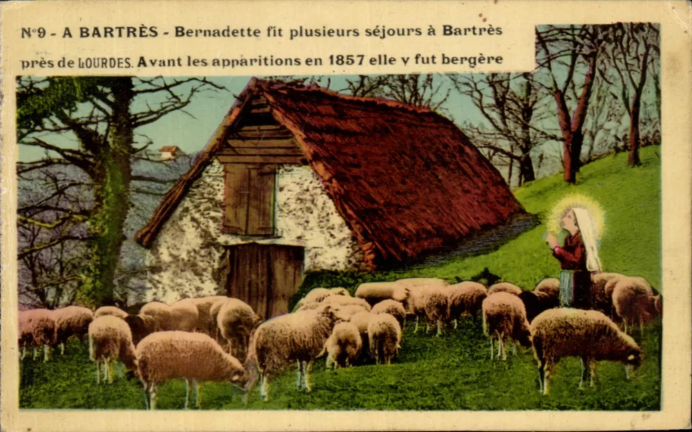 Bartrès - Bernadette war vor den Erscheinungen 1857 Schäferin — Verlag P. Douët, Nr. 9 - Vorderseite