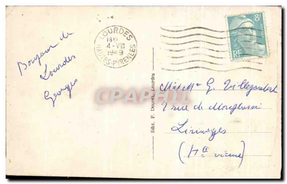 Bartrès - Bernadette war vor den Erscheinungen 1857 Schäferin — Verlag P. Douët, Nr. 9 - Rückseite