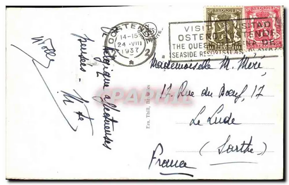 Bruges — Brücke des Beguinages und Presbyterium — anonymer Verleger, Seriennummer nicht sichtbar - Rückseite
