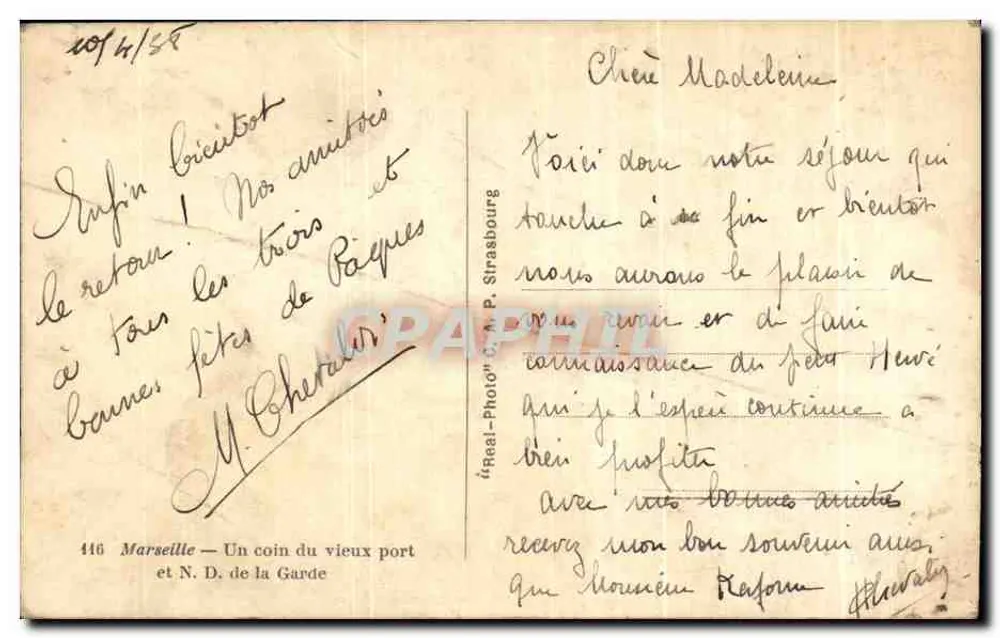 Marseille — Ein Stück des alten Hafens und N. de la Garde — Verlag Real-Photo G. P. Strasbourg - Rückseite