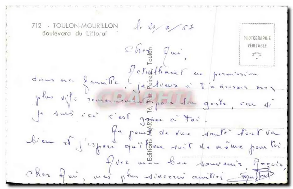 Hafen von Toulon-Mourillon — Ansicht des Hafens mit Booten — Verlag Mary - Rückseite