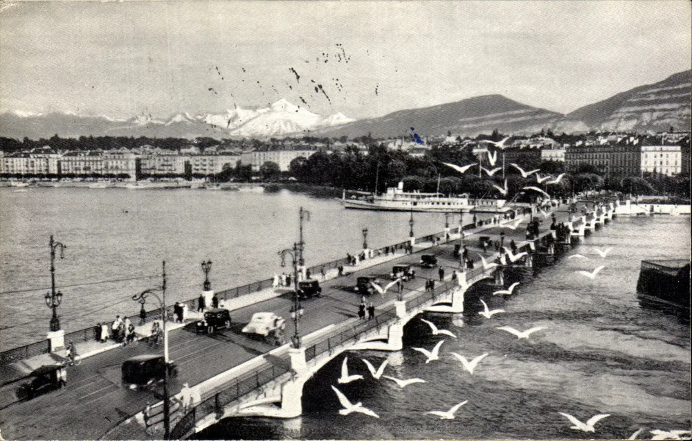 Genf — Brücke des Mont-Blanc und der Mont-Blanc — Fot. Verlag Sarnat, n° 9114 - Vorderseite