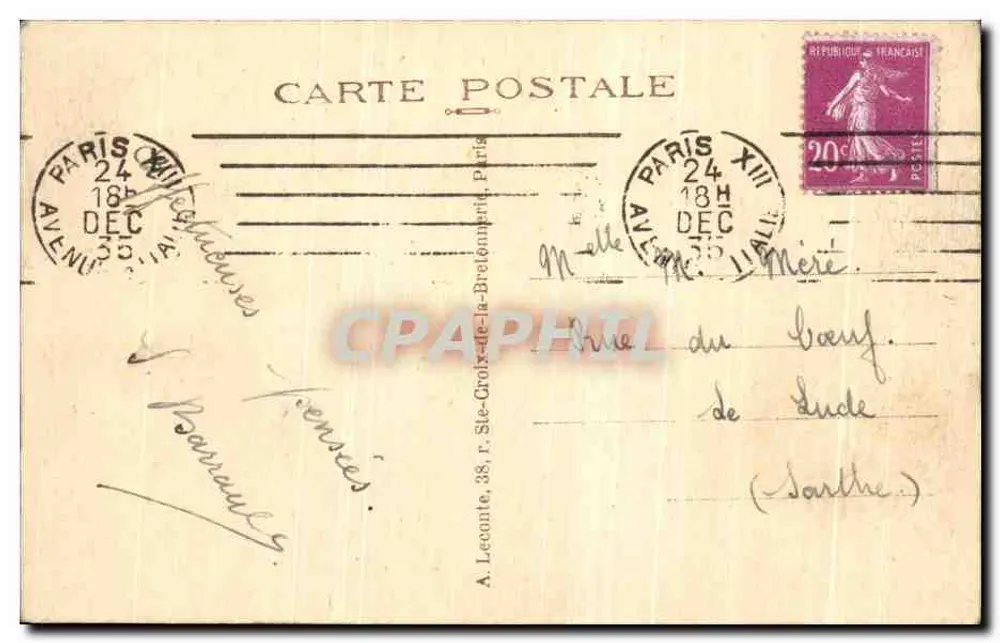 PARIS — Panorama sobre a Sena — editor G. Foy, n° 55 - Verso