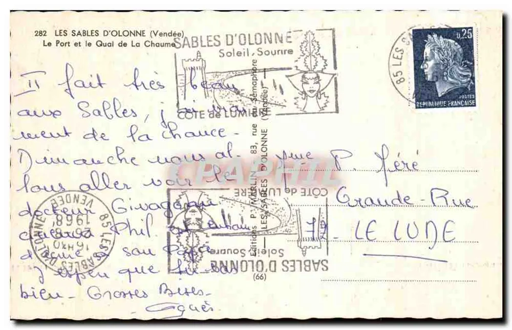 Les Sables-d'Olonne — Der Hafen und der Quai de la Chaume — Éditions P. Marlin - Rückseite