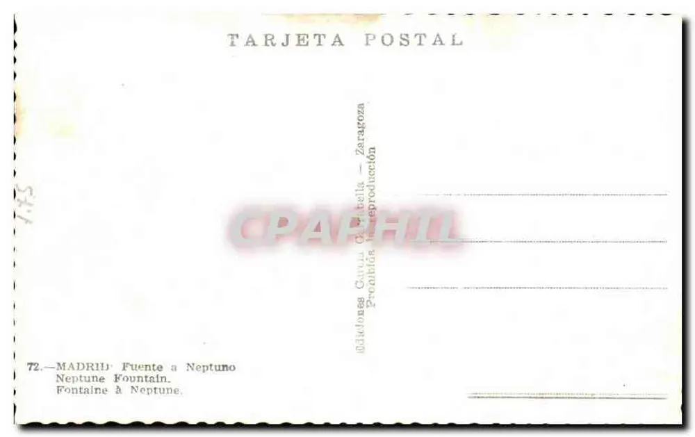 Fonte de Netuno — Madrid — Éditions Cattellis - Verso