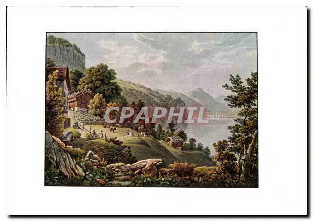 Alpine Landschaft mit Haus und See — unbekannter Verlag, Seriennummer nicht sichtbar - Vorderseite