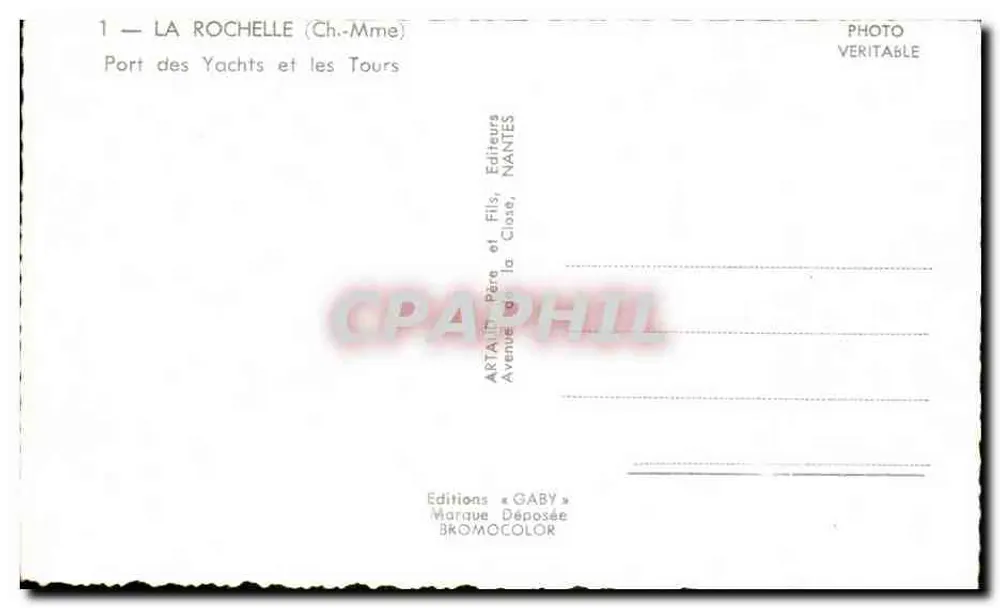 La Rochelle — Yacht Hafen und die Türme — Editionen Gaby - Rückseite