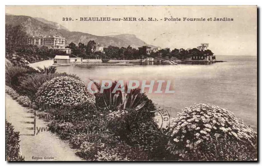 Beaulieu-sur-Mer (A.M.) - Ponta Fourmie e Jardins — Edição Giletta, n° 329 - Frente