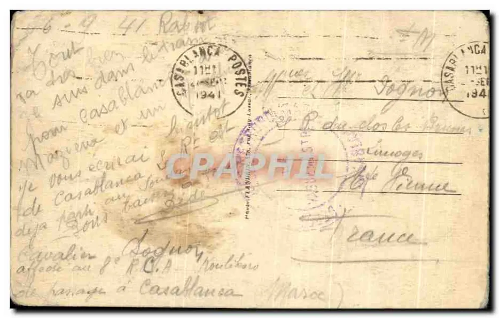 Rabat — Remparts d'Oudayas — éditeur M.A.S. n°289 - Rückseite