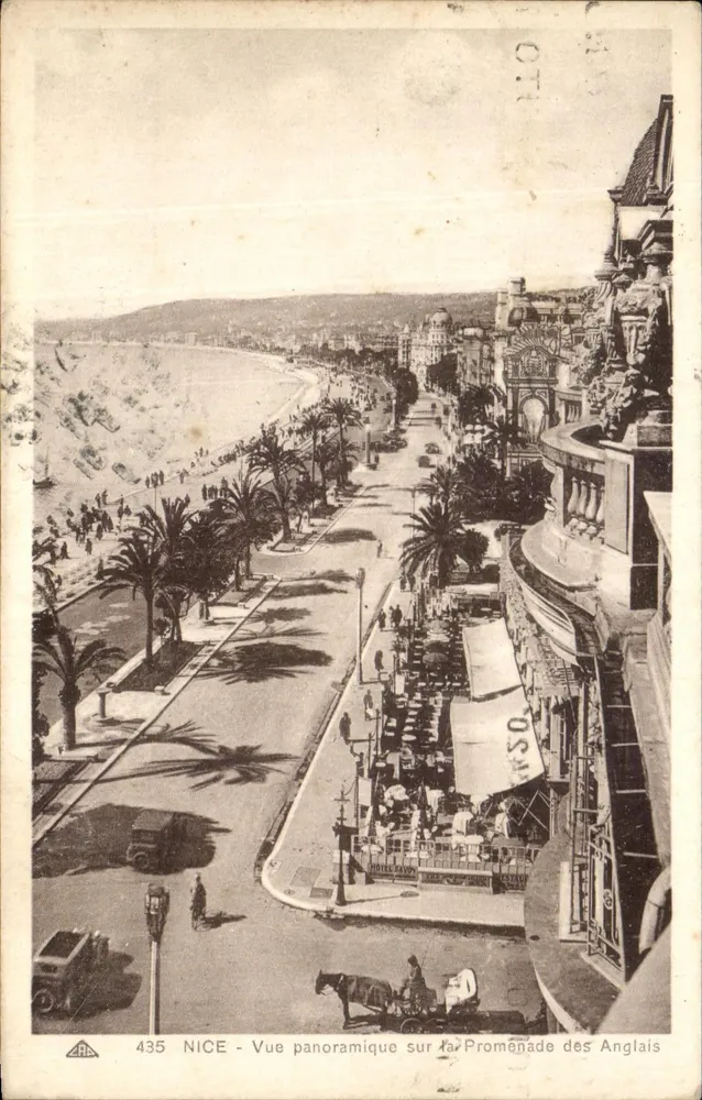 NICE - Panoramablick auf die Promenade des Anglais — Antike Ansichtskarte n°435, Verlag C.R.A. - Vorderseite