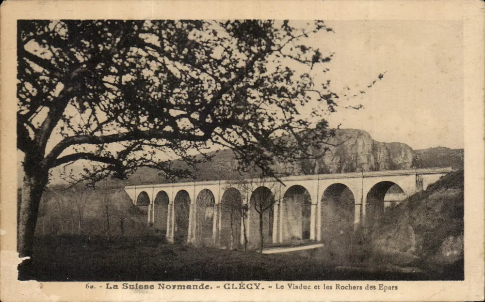 Glécy - Der Viadukt und die Felsen der Epars — Ansichtskarte Nr. 64, veröffentlicht von 'Cartes "La Cigogne"' - Vorderseite