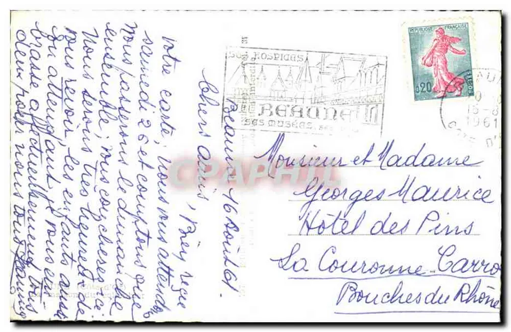 Hôtel des Pins — Lyon — editor não identificado, número de série não visível - Verso