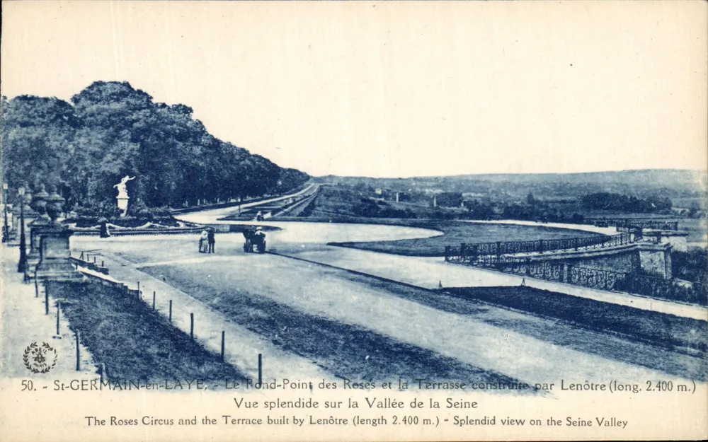 St-GERMAIN-en-LAYE — Der Rond-Point des Roses und die Terrasse, gebaut von Lenôtre (Länge 2.400 m) - Vorderseite