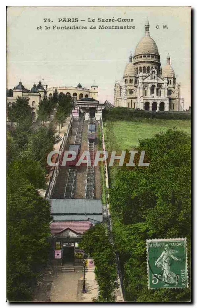 Paris — Der Sacré-Cœur und der Montmartre-Funicular — C.M. Nr. 74 - Vorderseite