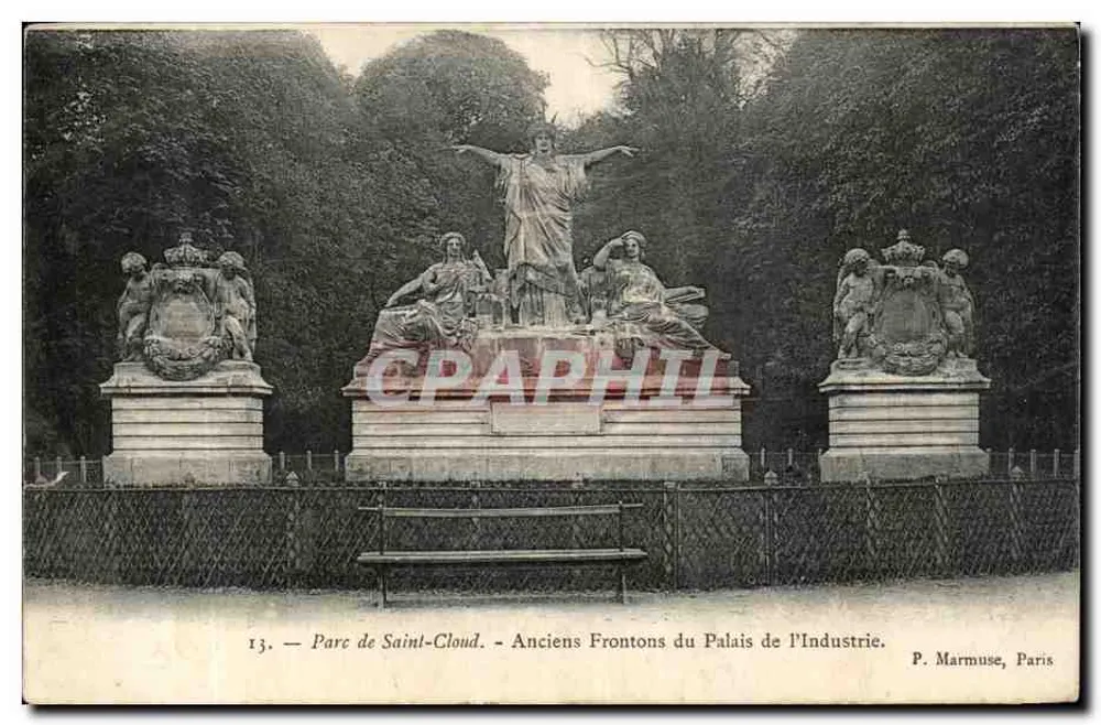 Parc de Saint-Cloud — Anciens Frontons du Palais de l'Industrie — P. Marmuse, Paris - Recto