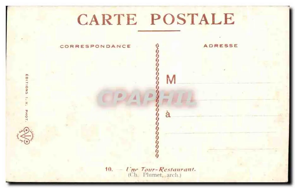 Ein Restaurantturm — (Ch. Plumet, arch.) — Éditions L.V. Phot. - Rückseite