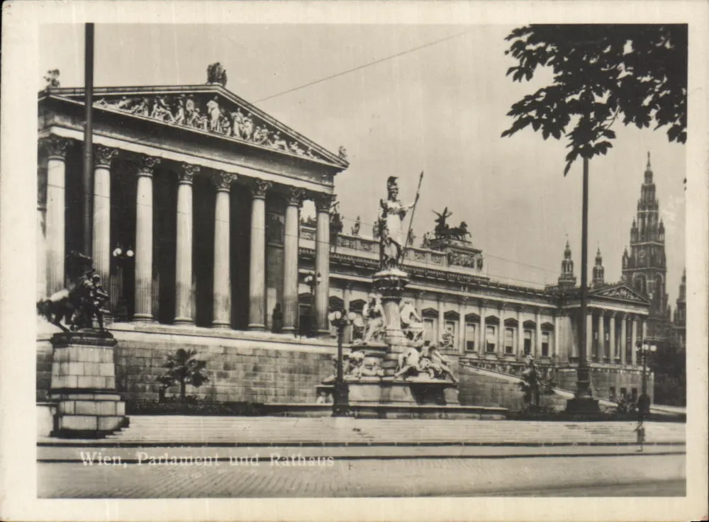 Viena, Parlamento e Rathaus — vista arquitetônica — editor desconhecido - Frente